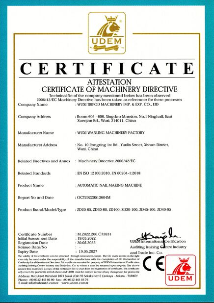 Китай Wuxi Tripod Machinery Imp. & Exp. Co., Ltd. Сертификаты