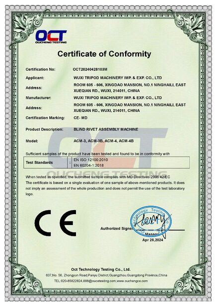Китай Wuxi Tripod Machinery Imp. & Exp. Co., Ltd. Сертификаты